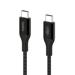 Belkin USB-IF Certified Braided Smartphone USB Cable 240 W USB-C To USB-C (Type C) Charge Cable, 3.3 Feet / 1M, Black