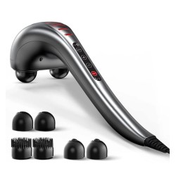BeatXP Thunder Body Massager Machine for Pain Relief with 3 Attachment Pairs - Electric Back Massager Machine Pain Relief (Dark Grey)