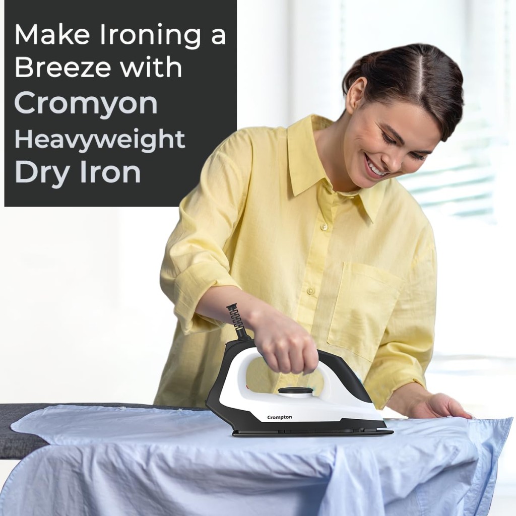 Crompton Cromyon 1000W Lightweight Iron,Weilburger Non Stick Soleplate for Smooth Gliding, (Black)