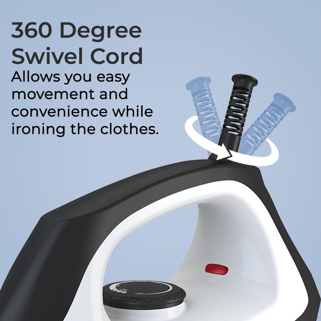 Crompton Cromyon 1000W Lightweight Iron,Weilburger Non Stick Soleplate for Smooth Gliding, (Black)