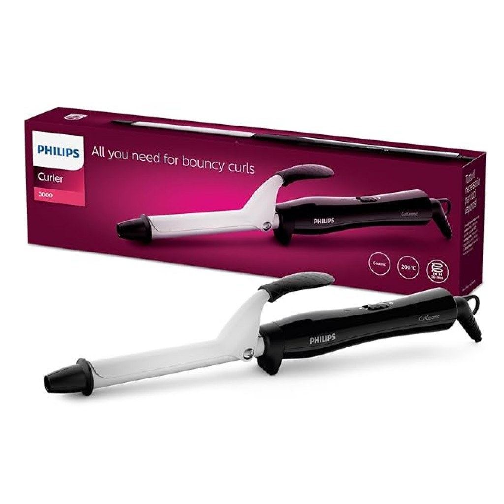 Philips Hair Curler with 16MM Barrel | Ceramic Coated Barrel for Long-Lasting Bouncy Looking Curls | Fast Heat Up