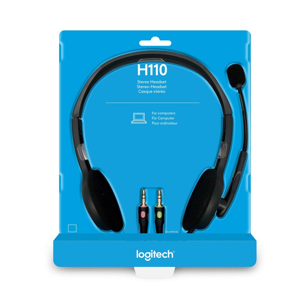 Logitech H110 Stereo Wired On Ear Headphones With Mic With Noise-Cancelling 3.5-Mm Dual Audio Jack For Pc/Mac/Laptop (Black)