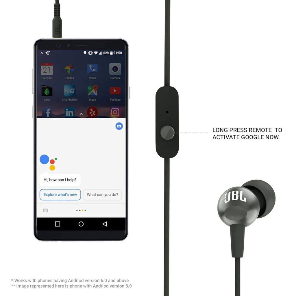 JBL C200SI, Premium in Ear Wired Earphones with Mic, Signature Sound, One Button Multi-Function Remote, Premium Metallic Finish
