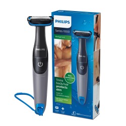 PHILIPS Bg1025/15 Showerproof Battery Powered Body Groomer Shaver For Men, Safe For All Body Areas, Including Private Parts, Black