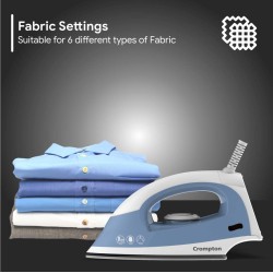 Crompton Brio 1000-Watts Dry Iron with Weilburger Coating Sky Blue and White