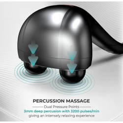 BeatXP Thunder Body Massager Machine for Pain Relief with 3 Attachment Pairs - Electric Back Massager Machine Pain Relief (Dark Grey)