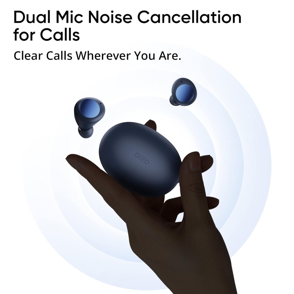 DIZO GoPods Neo (by realme Techlife), True Wireless in Earbuds with Active Noise Cancellation(ANC), Bluetooth Headset (DEEP Blue)