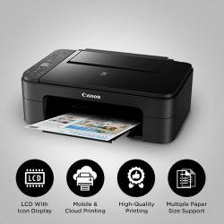 Canon PIXMA E3370 All-in-One Wireless Ink Efficient Color Printer (Black)