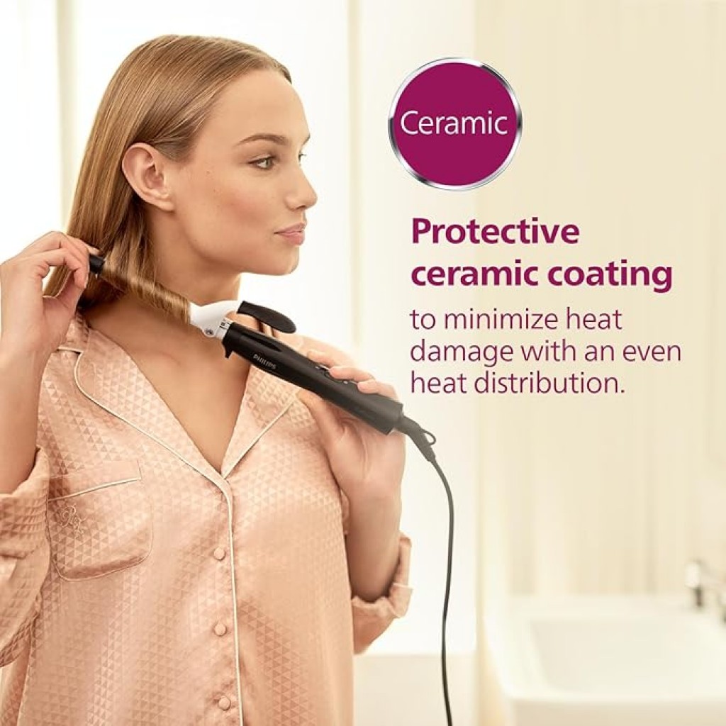 Philips Hair Curler with 16MM Barrel | Ceramic Coated Barrel for Long-Lasting Bouncy Looking Curls | Fast Heat Up