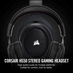 CORSAIR HS50 - Stereo Gaming Headset - Works with PC, Mac, Xbox One, PS4, Nintendo Switch, iOS and Android(CA-9011170-AP) - Carbon
