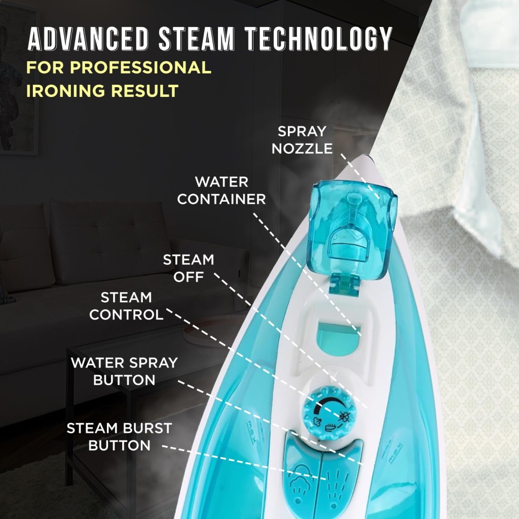 Cadlec GoLite Steam Iron Lightweight with Non-Stick Teflon Coating | 1200W | 2-Year Warranty