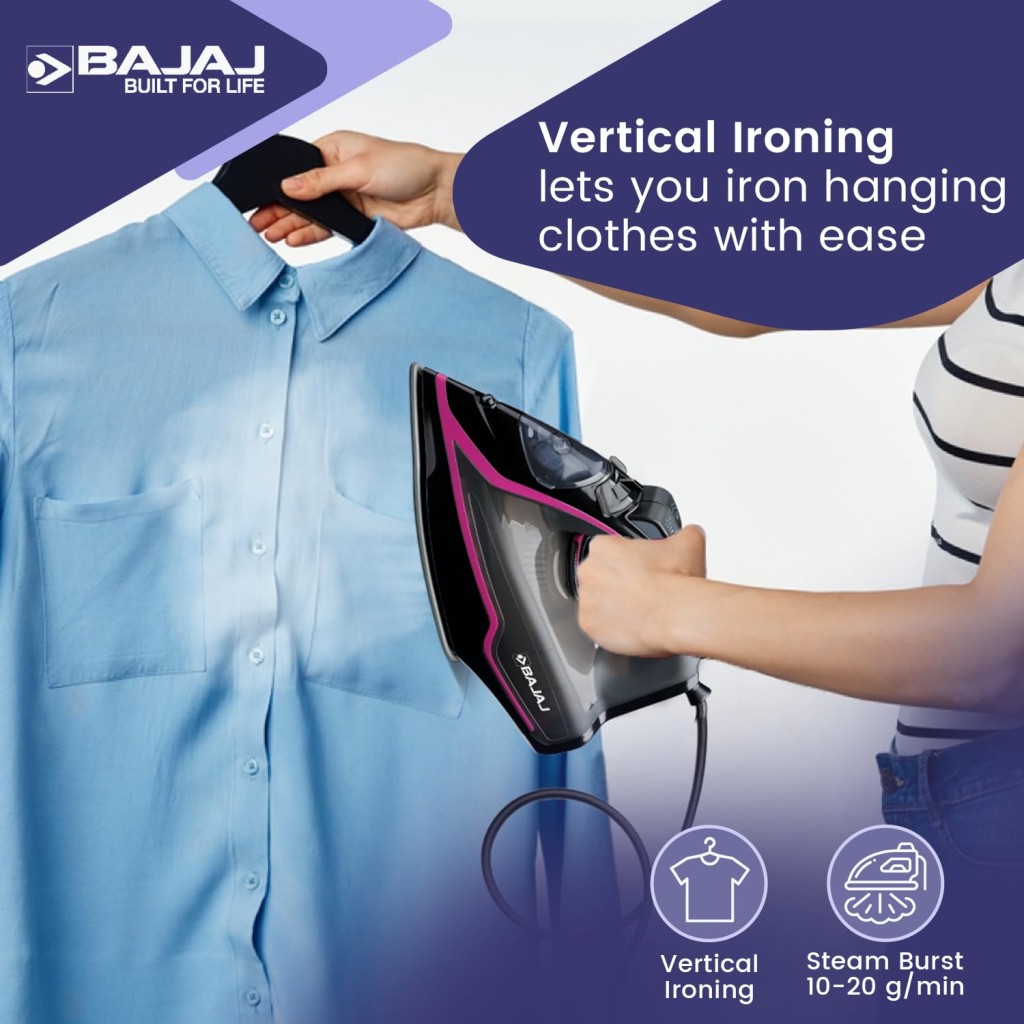 Bajaj MX-35N 2000W Steam Iron Black-Pink