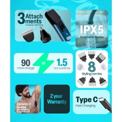 Bombay Shaving Company 11 In 1 Trimmer Men|All In One Full Body Trimmer|90 Min Charge Time|90 Mins Run Time|Hair, Ear, Beard, Body, Nose Trimme