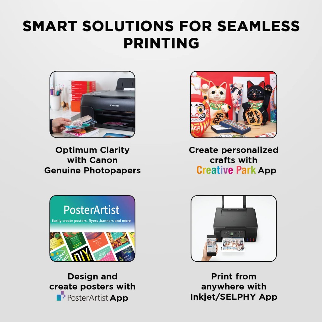 Canon PIXMA E477 All in One (Print, Scan, Copy) WiFi Ink Efficient Colour Printer for Home
