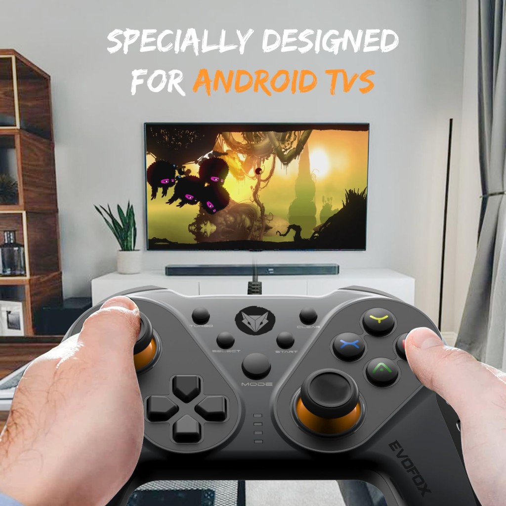 EvoFox Elite Ops Wired Gaming Controller for PC, Android TV and PS3 with 2.4m Long Cable | Dual Vibration Rumble Motors