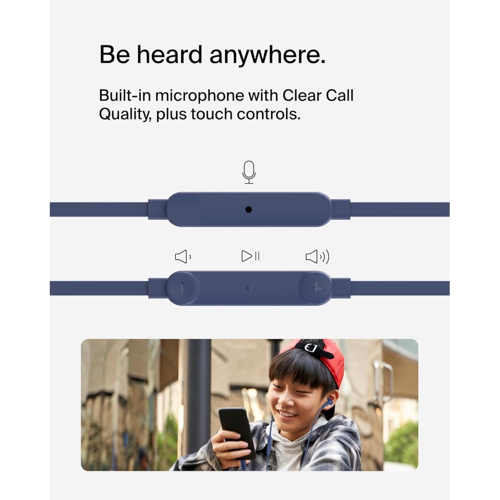 Belkin SoundForm Wired Earbuds with USB-C Connector, in-Ear Earphones w/Microphone - USB-C Headphones