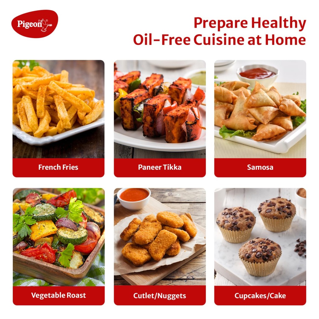 Pigeon Healthifry Manual Air Fryer, 360° High Speed Air Circulation Technology 1200 W With Non-Stick 4.2 liter Basket- Green