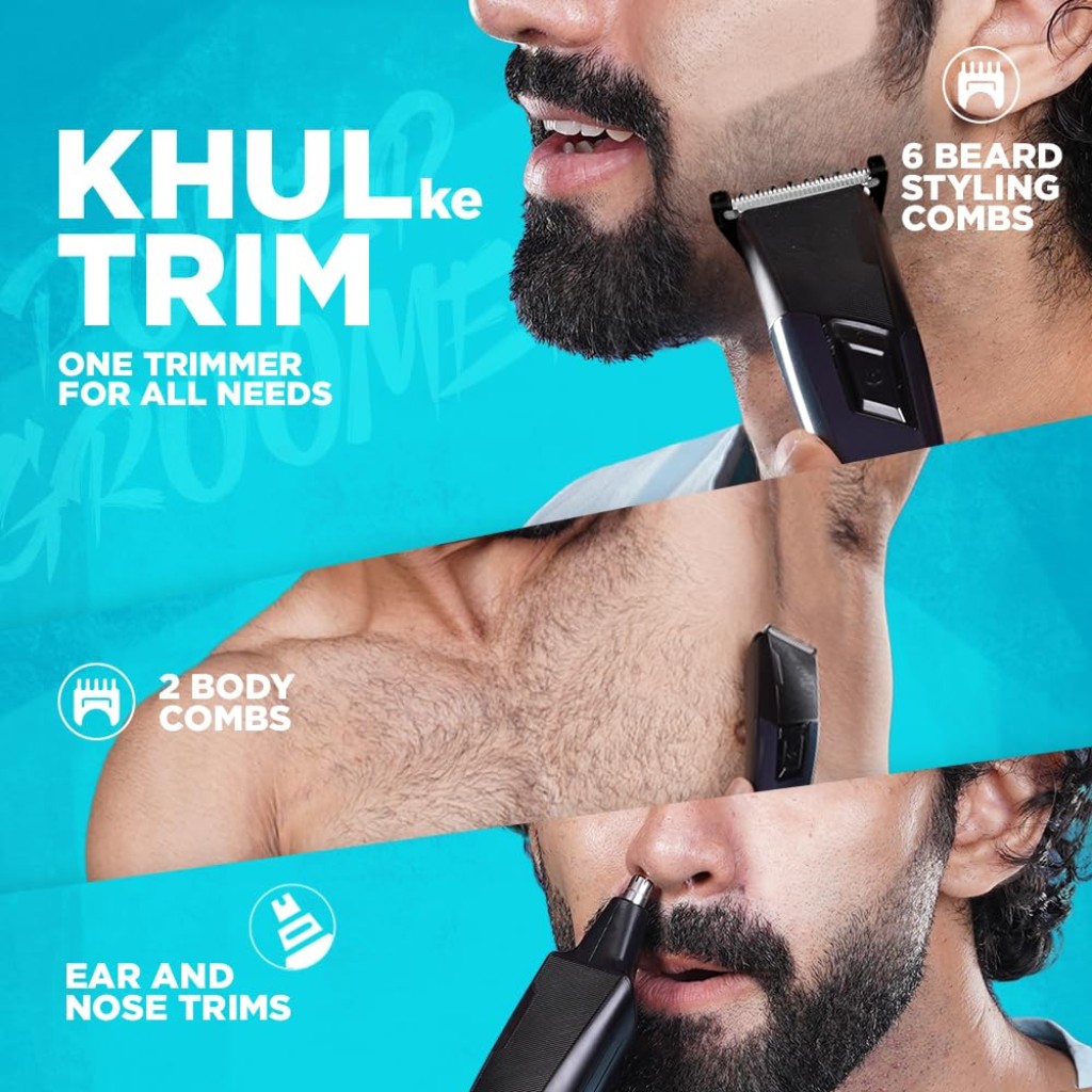 Bombay Shaving Company 11 In 1 Trimmer Men|All In One Full Body Trimmer|90 Min Charge Time|90 Mins Run Time|Hair, Ear, Beard, Body, Nose Trimme