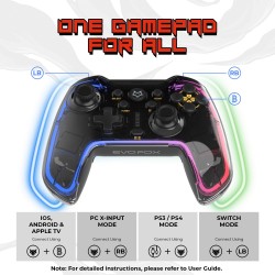 EvoFox One Universal Bluetooth Gaming Controller For PC, iOS, iPadOS, Android and PS4, Dynamic Rgb Lights, Transparent Design Gamepad