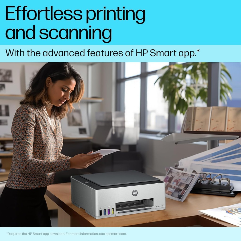 HP Smart Tank 580 All-in-One WiFi Colour Printer | 1 Extra Black Ink Bottle | 1+1 Year Extended Warranty on Registration| Up to 8000 Black
