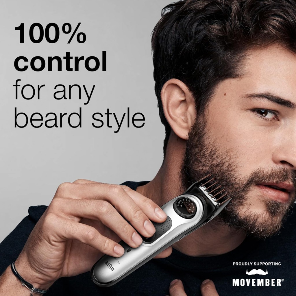 Braun Beard Trimmer BT5240, Beard Trimmer for Men and Hair Clipper, 39 Length Settings, Black/Blue