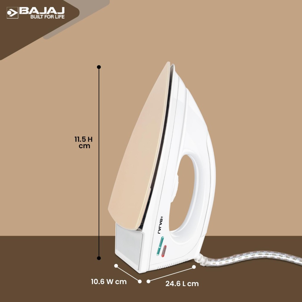 Bajaj DX-7 1000 Watts Dry Iron Advance Soleplate And Anti-Bacterial German Coating Technology White