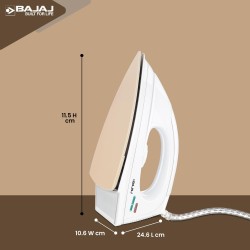 Bajaj DX-7 1000 Watts Dry Iron Advance Soleplate And Anti-Bacterial German Coating Technology White