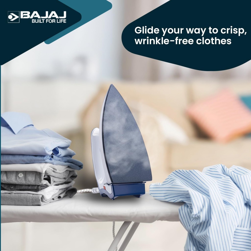 Bajaj Stainless Steel Majesty DX-11 1000 Watts Dry Iron White & Blue