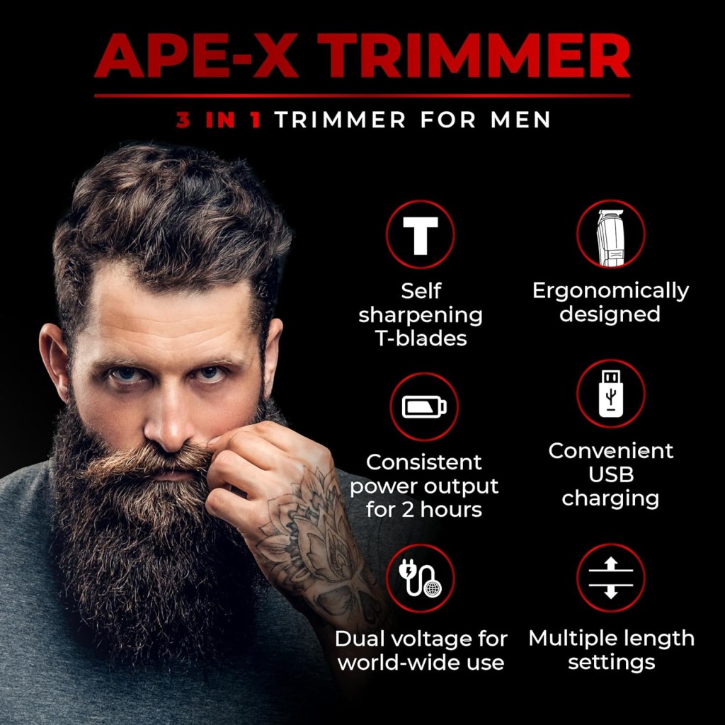 Beardo Ape-X 3-in-1 Multipurpose Trimmer for Men | Grooming Kit :- Trimmer, Shaver, Ear & Nose Trimmer