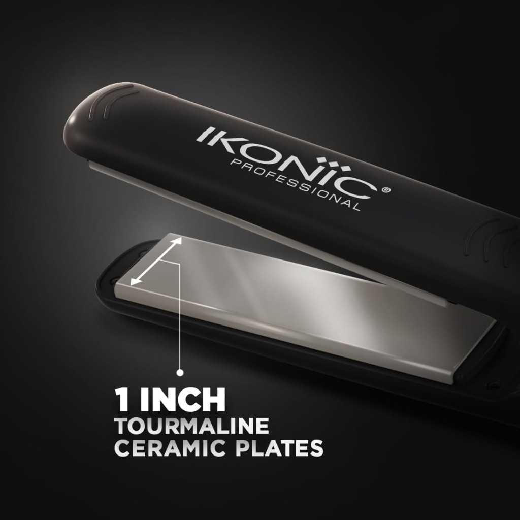 Ikonic Pro Straight Hair Straightener, Black| Floating Ceramic Plates| Nano Titanium Technology| Overheat protection