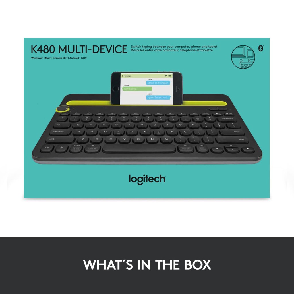Logitech K480 Wireless Multi-Device Keyboard For Windows, Macos, With Pc, Mac, Laptop, Smartphone, Tablet - Black