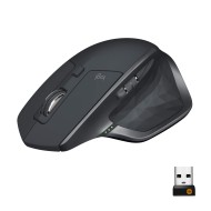 Logitech MX Master 2S Wireless Mouse, Multi-Device, Bluetooth or 2.4GHz Wireless with USB OS - Black