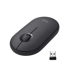 Logitech Pebble Wireless Mouse with Bluetooth or 2.4 GHz Receiver, Silent, Slim Computer Mouse black