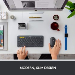 Logitech Pebble Wireless Mouse with Bluetooth or 2.4 GHz Receiver, Silent, Slim Computer Mouse black